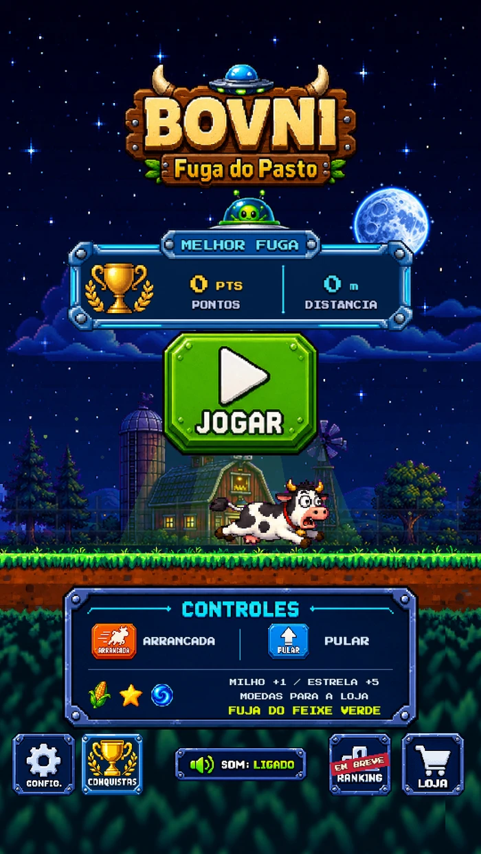 Captura real do menu de BOVNI: Fuga do Pasto