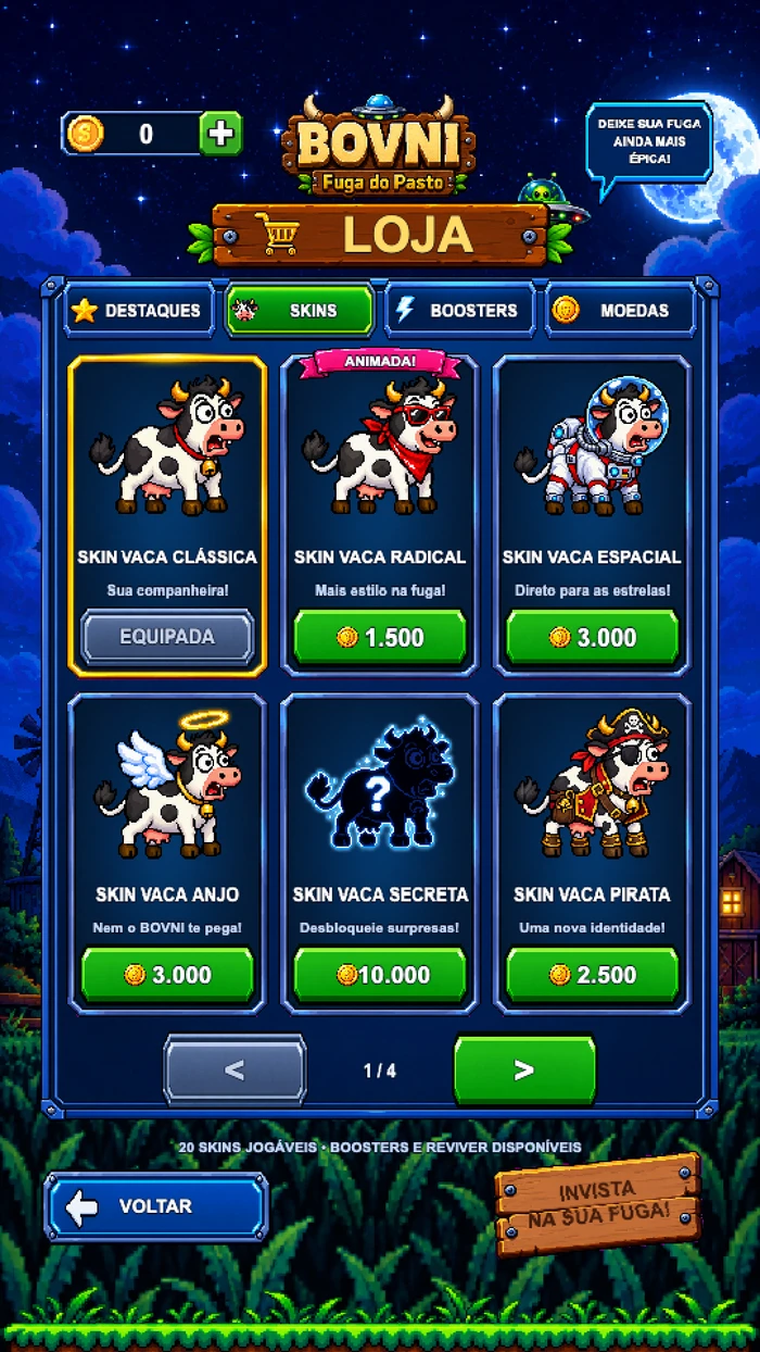 Loja e visuais da vaca