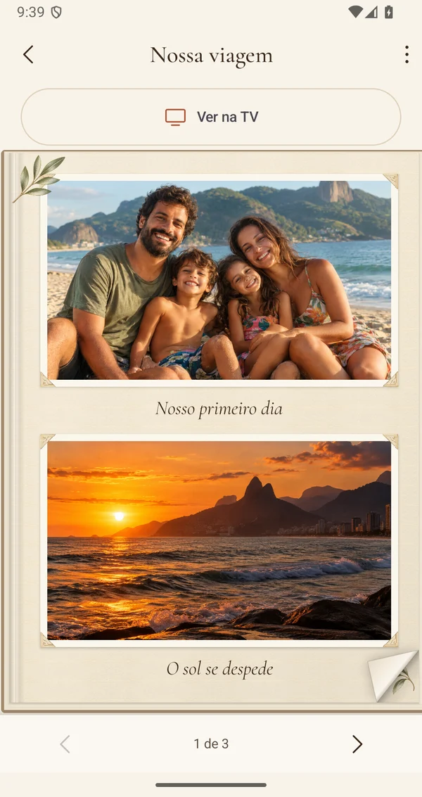 Fotos em páginas de papel