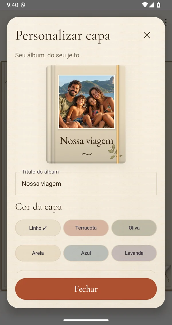 Personalize a capa