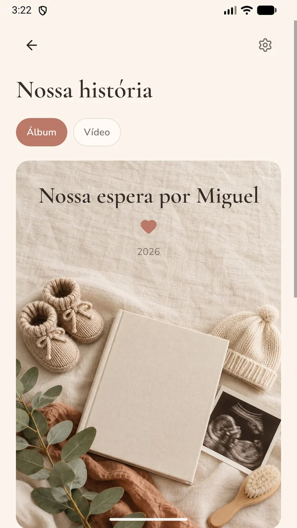 Captura real do álbum de memórias no Milu