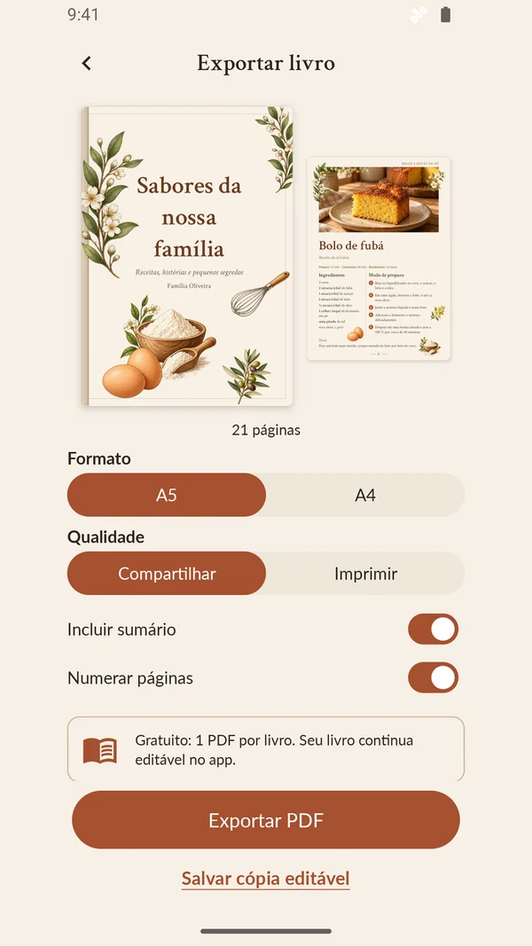 PDF para guardar ou presentear