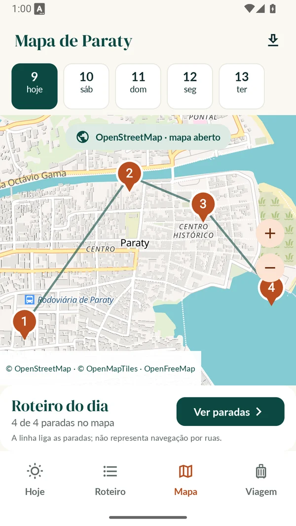 Captura real do mapa no Roteiro de Bolso