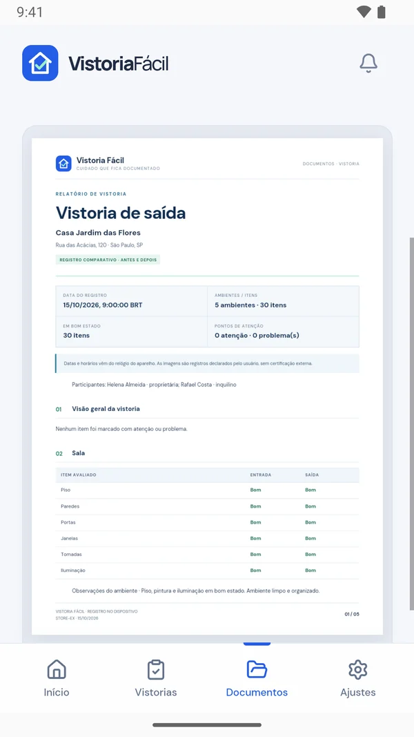 Relatório com fotos